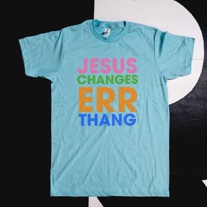 Jesus Changes ERRthang Adult Box Crewneck T-Shirt NWT